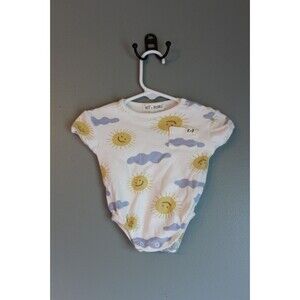 Kit + Pearl Baby One Piece Bodysuit 0-3M Sun & Cloud Print Short Sleeve